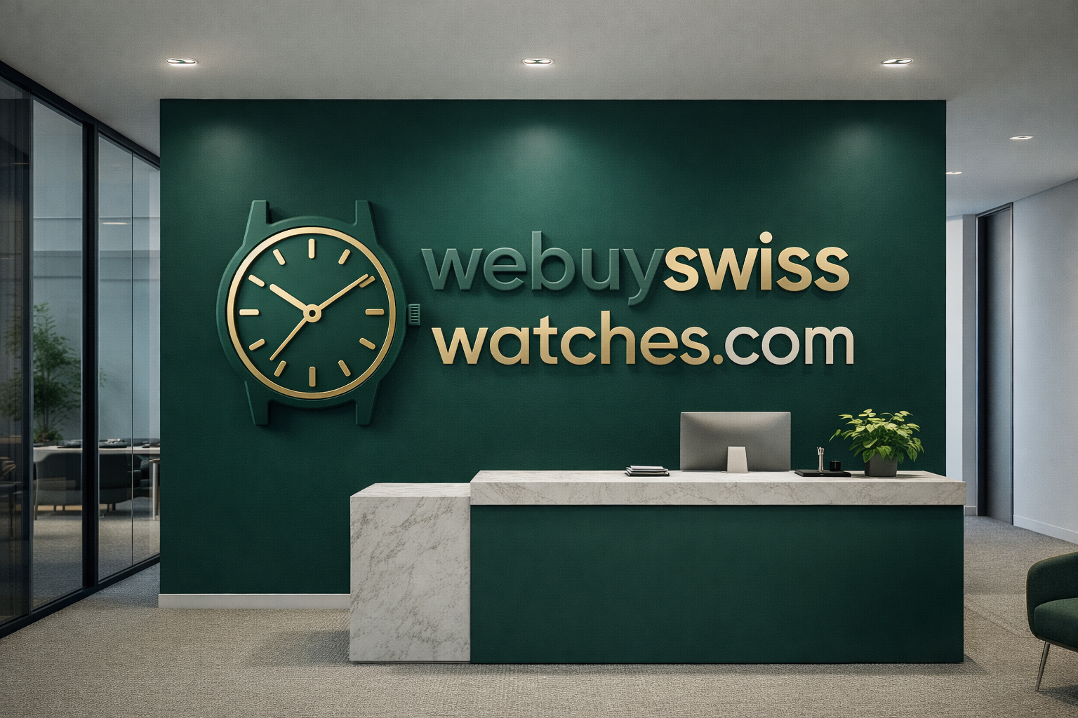 We Buy Swiss Watches luxury boutique store rendering in Houston, Texas