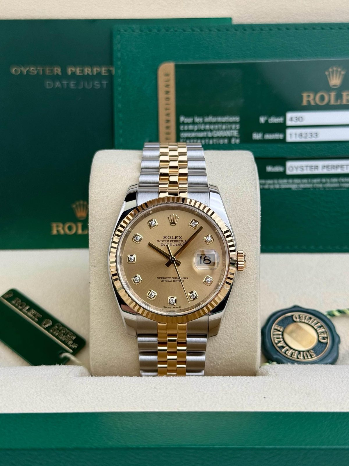 Rolex Datejust 36mm Champagne Diamond